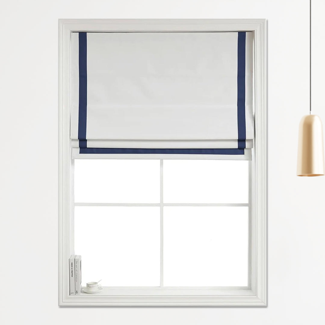 Polyester Greenwich 100% Blackout Roman Shade with Ribbon Border