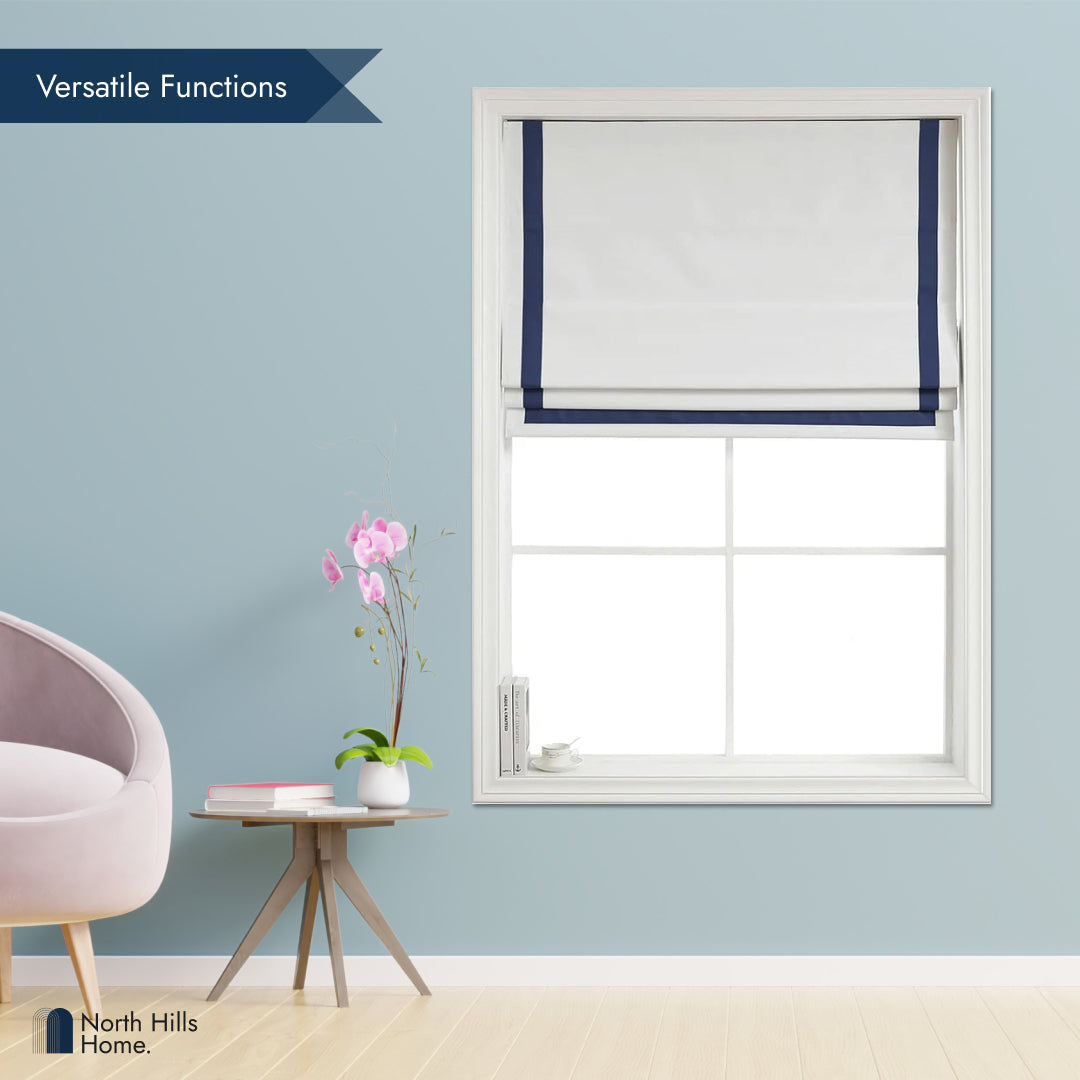 Polyester Greenwich 100% Blackout Roman Shade with Ribbon Border