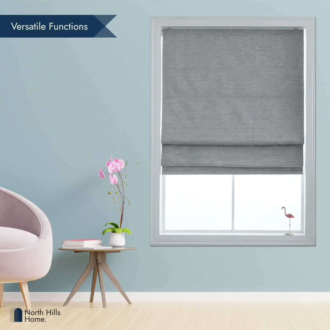 Belmar Washable Cordless Roman Shades,Double Tone Color Jacquard Textured Woven