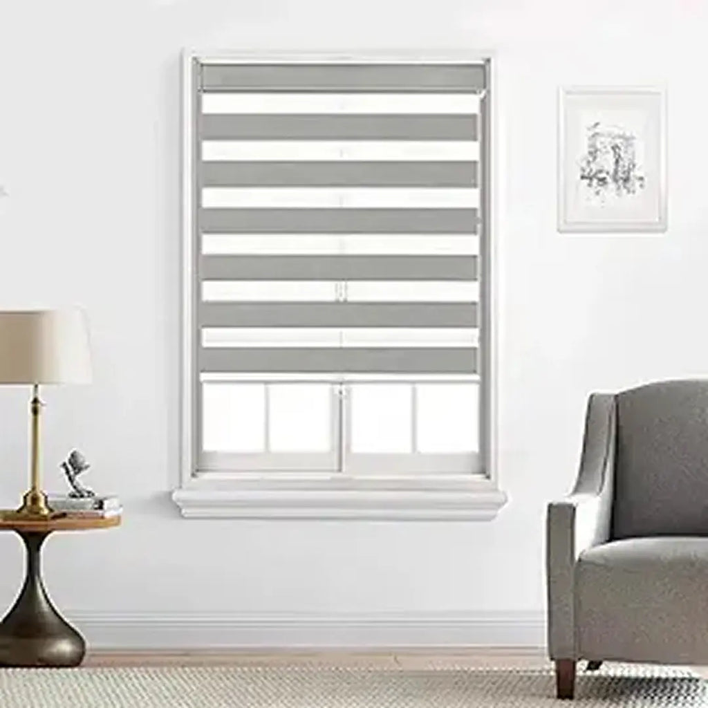 Zebra Blinds - Cordless Roller Blinds - Silver Gray North Hills Home
