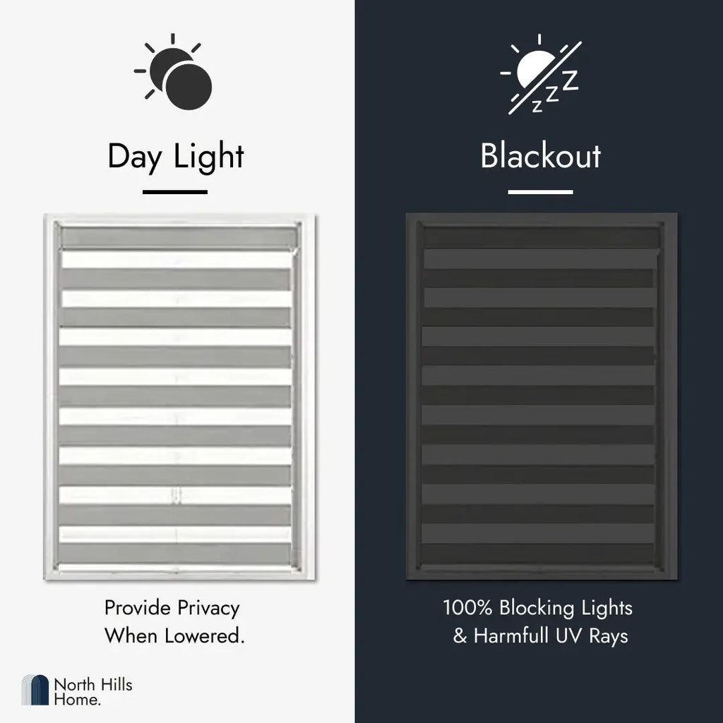 Zebra Blinds - Cordless Roller Blinds - Silver Gray North Hills Home