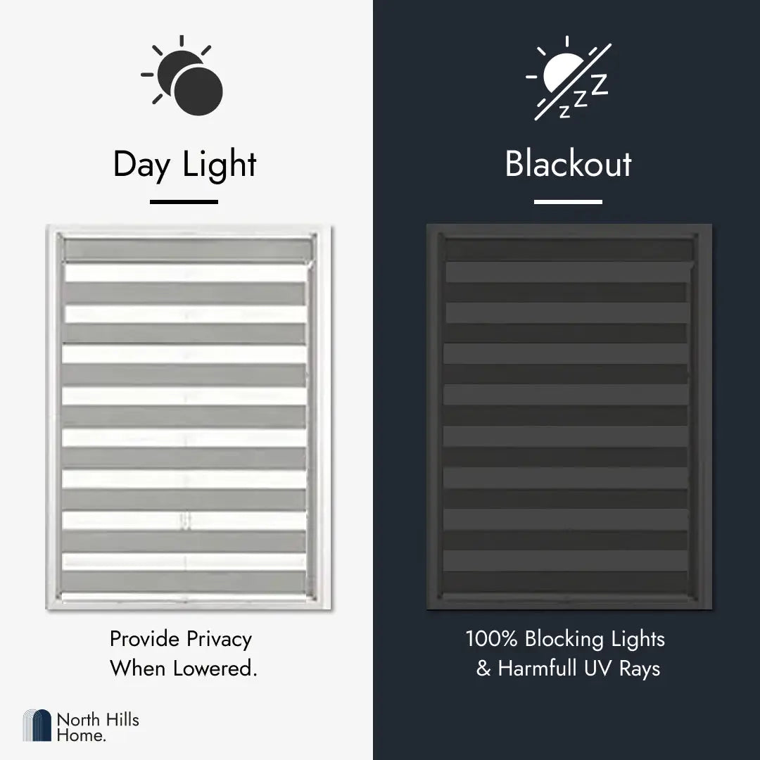 Zebra Blinds - Cordless Roller Blinds - Silver Gray North Hills Home