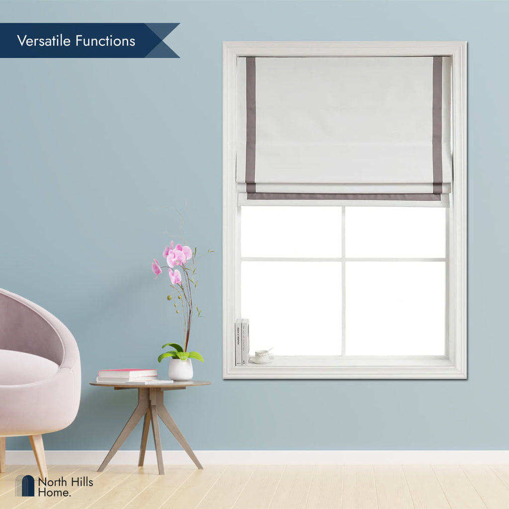 Polyester Greenwich 100% Blackout Roman Shade with Ribbon Border