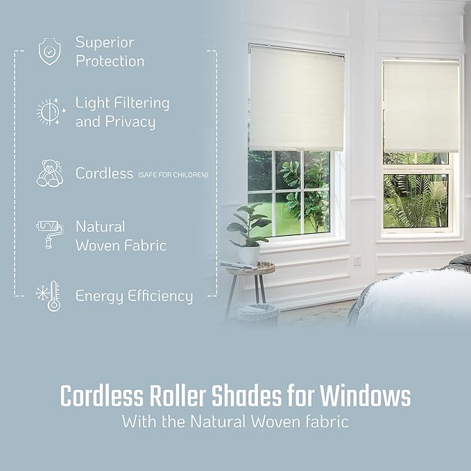 Roller Blinds - Woven Wood Window shade Natural Material