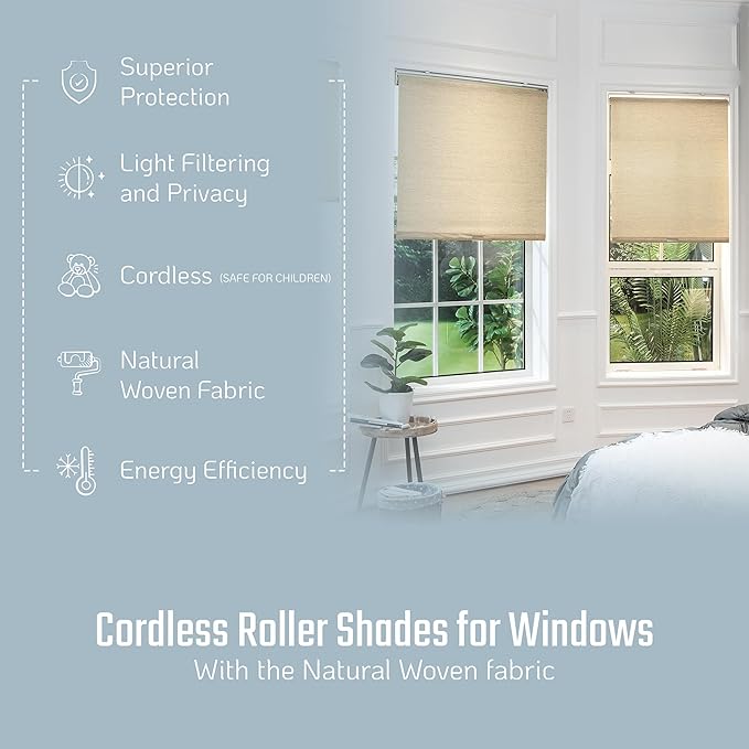 Roller Blinds - Woven Wood Window shade Natural Material