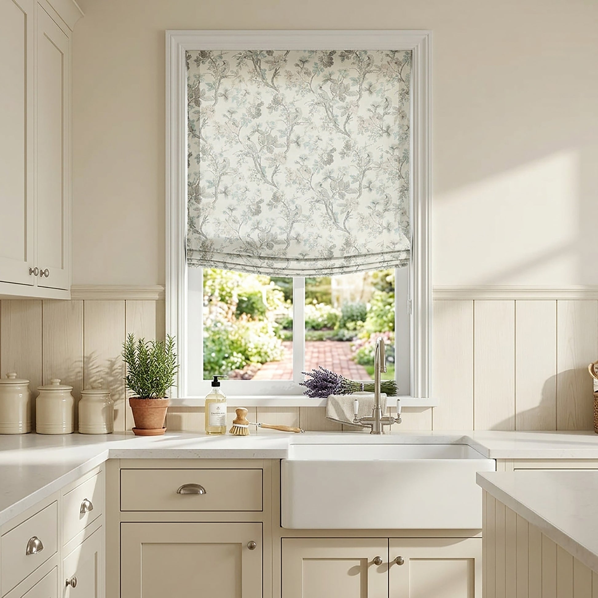 Blossombird Relaxed Roman Shades with Soft Curve