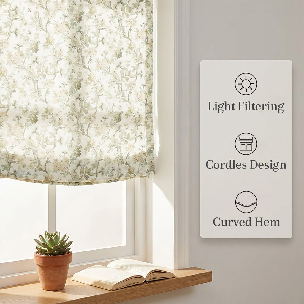 Blossombird Relaxed Roman Shades with Soft Curve