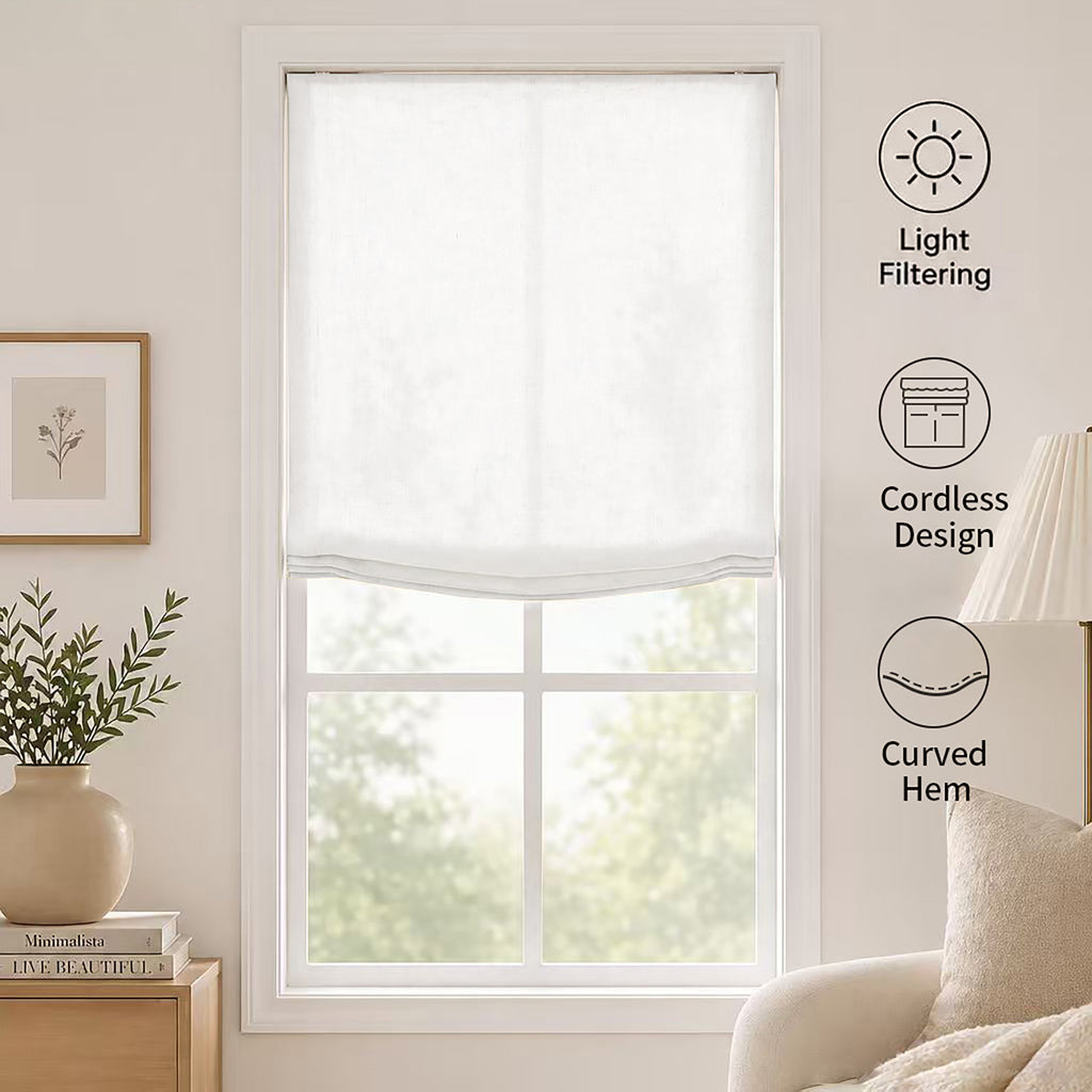 Linen Relaxed Roman Shade with Soft Curve