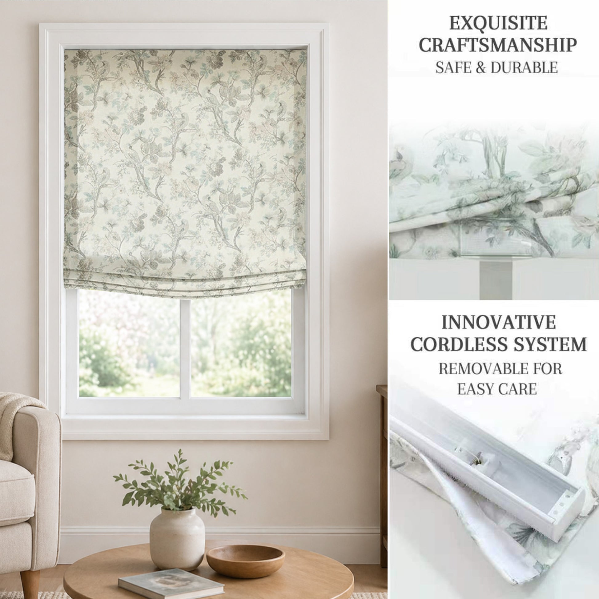 Blossombird Relaxed Roman Shades with Soft Curve