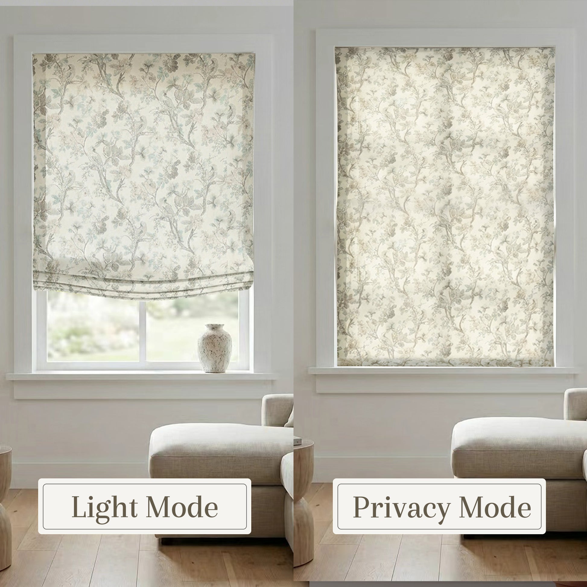 Blossombird Relaxed Roman Shades with Soft Curve