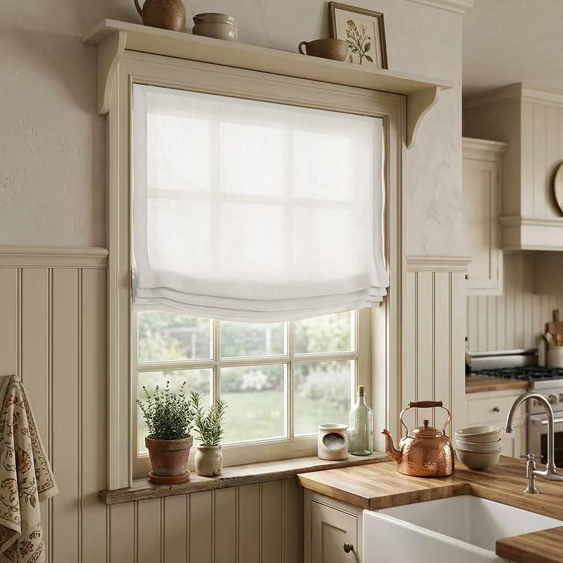 Linen Relaxed Roman Shade with Soft Curve