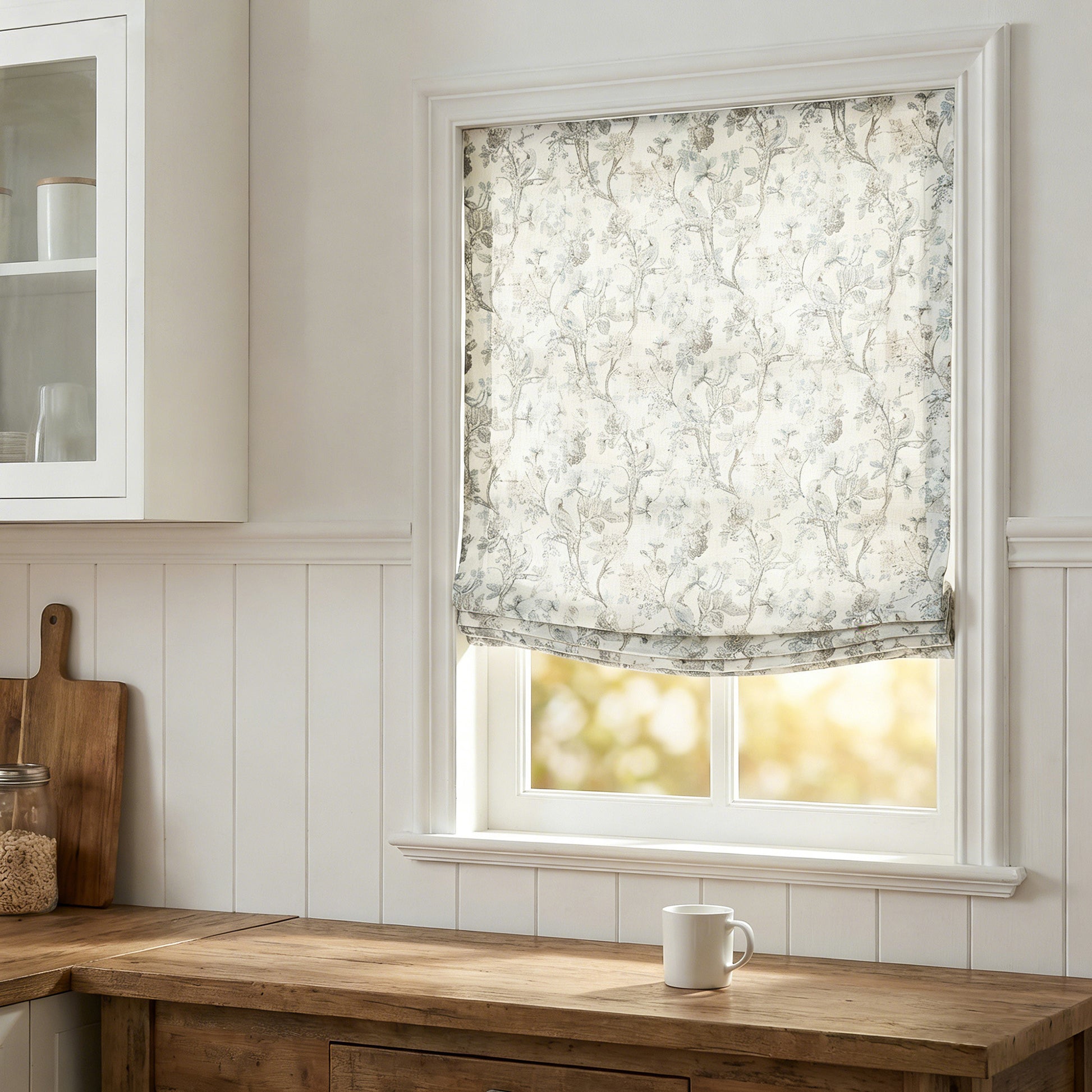 Blossombird Relaxed Roman Shades with Soft Curve