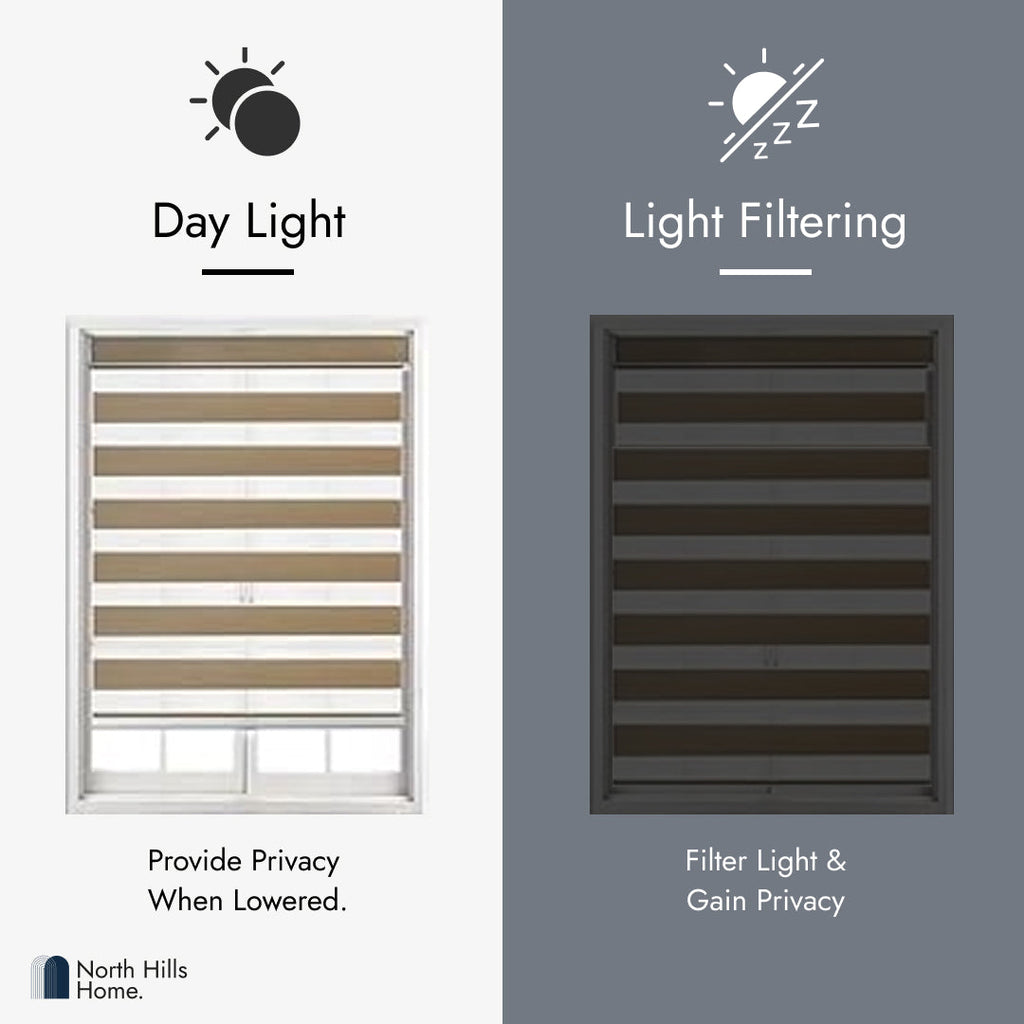 Zebra Shade Cordless, Dual Mode, Lets Light in and Blocks Light out