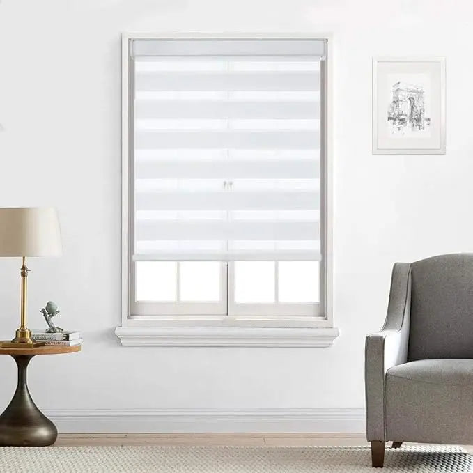 Zebra Blinds - Cordless Roller Blinds - White North Hills Home