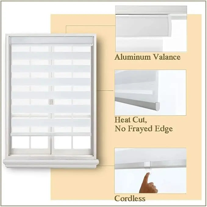 Zebra Blinds - Cordless Roller Blinds - White North Hills Home