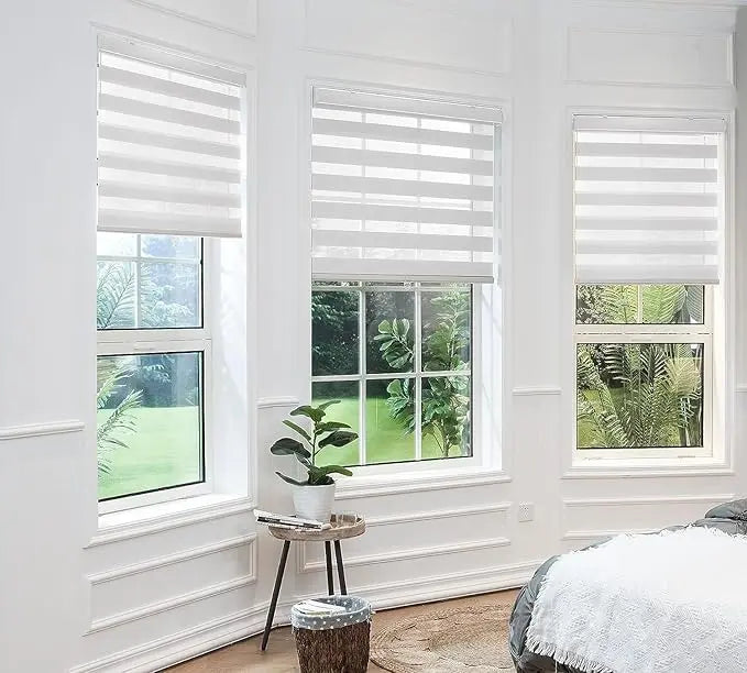 Zebra Blinds - Cordless Roller Blinds - White North Hills Home
